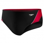 Speedo Men's Launch Splice Brief Swimsuit, Black/Red