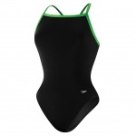 Speedo Women's Flyback Training Swimsuit, Black/Bright Green