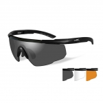 Wiley X SABER ADVANCED Sunglasses, 3 Lens Package (Smoke Grey/Clear/Light Rust) / Matte Black Frame