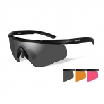 Wiley X SABER ADVANCED Sunglasses, 3 Lens Package (Smoke Grey/Light Rust/Vermillion) / Matte Black Frame