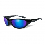 Wiley X AIRRAGE Sunglasses, POLARIZED Blue Mirror (Green) Lens / Gloss Black Frame