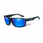 Wiley X WX PEAK Sunglasses, POLARIZED Blue Mirror (Green) Lens / Matte Black Frame
