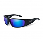 Wiley X ZAK Sunglasses, POLARIZED Blue Mirror (Green) Lens / Gloss Black Frame