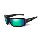 Wiley X WX ECHO Sunglasses, POLARIZED Emerald Mirror (Amber) Lens / Gloss Black Frame
