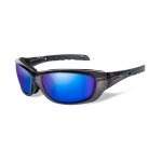 Wiley X WX GRAVITY Sunglasses, POLARIZED Blue Mirror (Green) Lens / Black Crystal Frame
