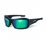 Wiley X WX KNIFE Sunglasses, POLARIZED Emerald Mirror (Amber) Lens / Matte Black Frame