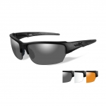 Wiley X WX SAINT Sunglasses, 3 Lens Package (Smoke Grey/Clear/Light Rust) / Matte Black Frame