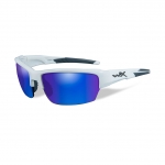 Wiley X WX SAINT Sunglasses, POLARIZED Blue Mirror (Green) Lens / Gloss White Frame