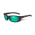 Wiley X P-17 Sunglasses, POLARIZED Emerald Mirror (Amber) Lens / Gloss Demi Frame